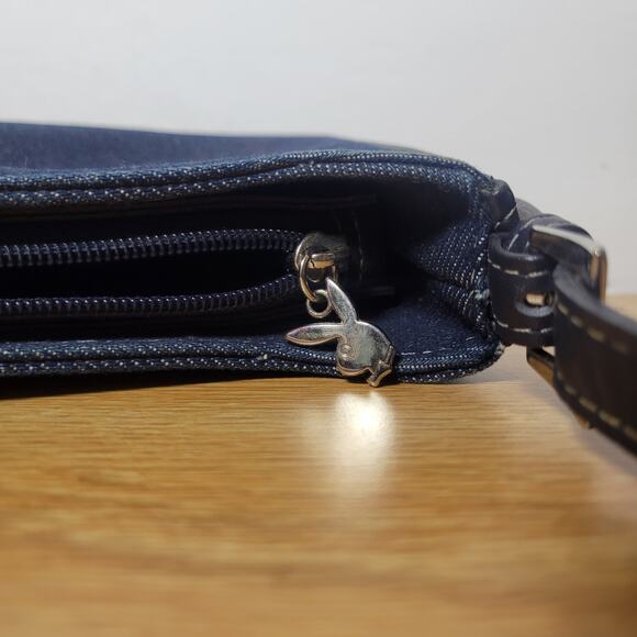 PLAYBOY Authentic Denim Handbag/Shoulder Bag Leather Trim - Picture 4 of 9
